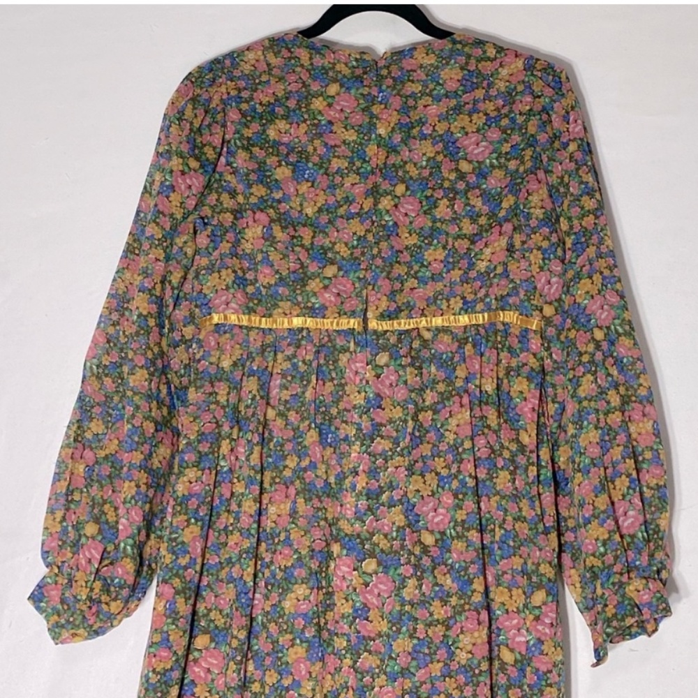 Vintage Handmade Floral Long Sleeve Prairie Style Modest Maxi Dress M - Picture 14 of 15